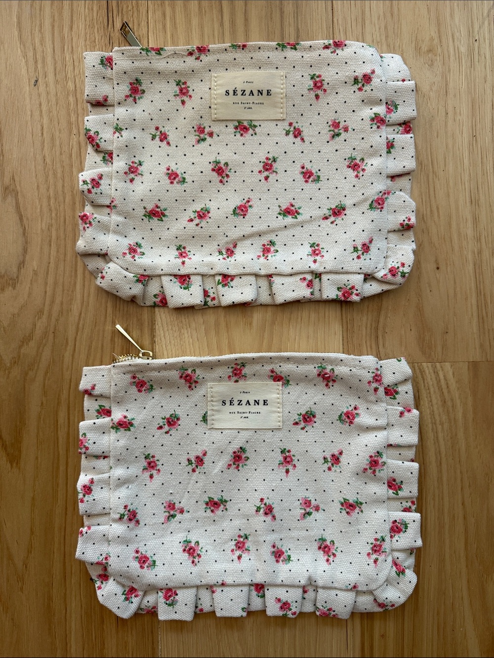 Set of 2 Sezane Floral Pouches